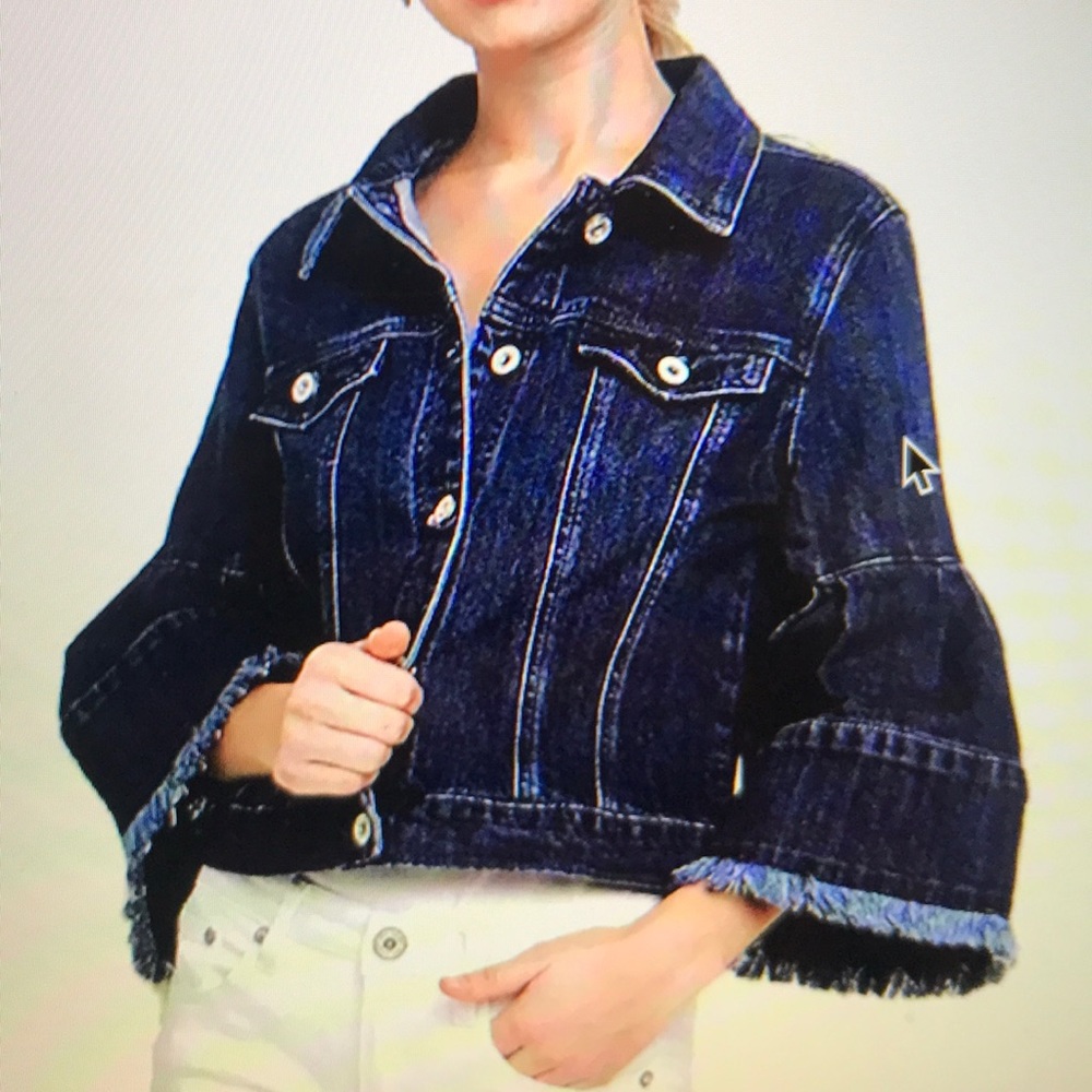 Umgee Frayed Bell Sleeve Denim Jacket S